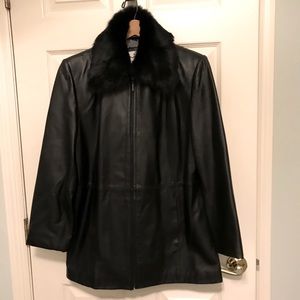 Leather Jacket with Detachable Fur Collar